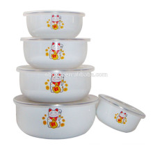 5PCs japanese enamel dinnerware set/ ice bowl &PE lid